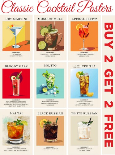 Cocktail drinks poster - drinks, satin