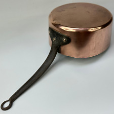 ANTIQUE FRENCH KITCHENALIA RUSTIC COPPER PAN WITH HAND FORGED HANDLE