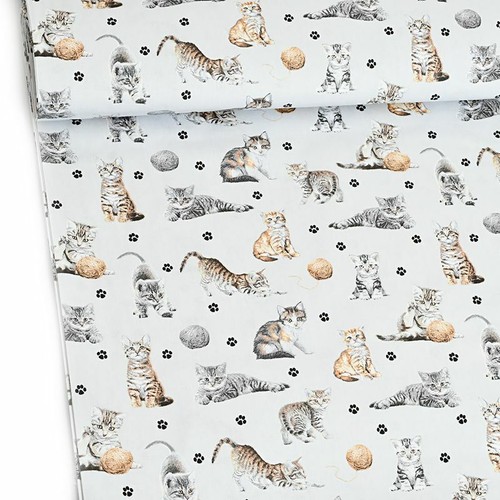 100 cotton fabric cats - cotton,