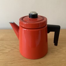 Finel Red Enamel Stove Top Coffee Percolator Height 19cm. (See Description)