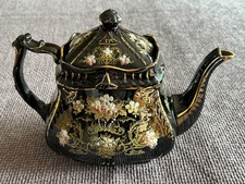 Black Floral Teapot - Antique.   Samuel Johnson, Burslem (SBJ) - No 202136