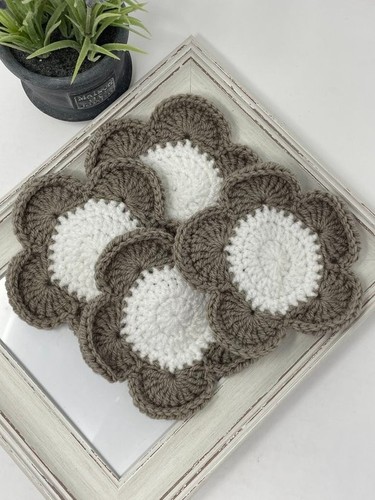 Handmade flower coasters - coasters, set
