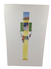 Vintage Original Watercolour Painting Signed Jill Healing 'Florence Washing' 3D