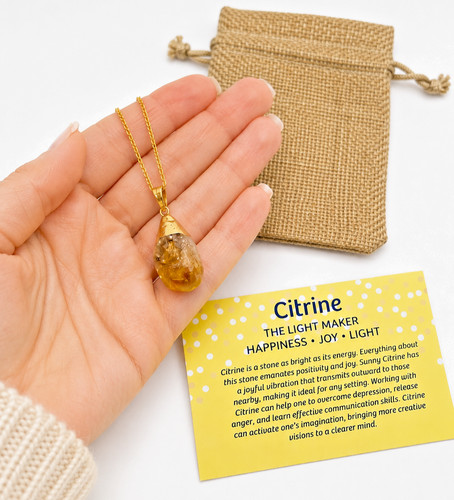 Citrine crystal teardrop - citrine,