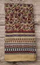 Vintage Paisley Pattern Pure Wool Scarf Neck Tie Cravat Beige Red