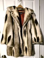 Women's  Faux Fur Vintage Coat Tissavel France Made In England M/L