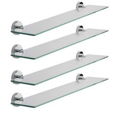 4x iflo Milton Glass Shelf 51cm Chrome Plated Floating Bathroom Wall Shelf