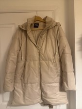 Zara Long Leather Puffer Jacket Size Small Cosy Warm Winter Coat