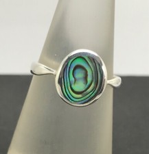 Abalone oval ring, solid Sterling Silver, UK size M 1/2, paua shell. New.