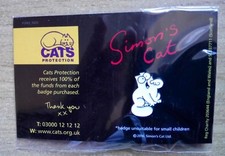 Pin Badge Simons Cat - Feed Me  (Cats Protection Charity Listing)