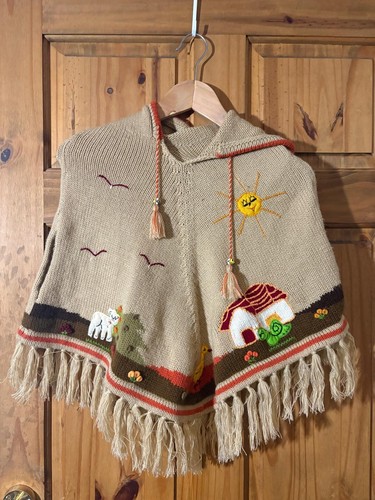 Peruvian child poncho brown - poncho,