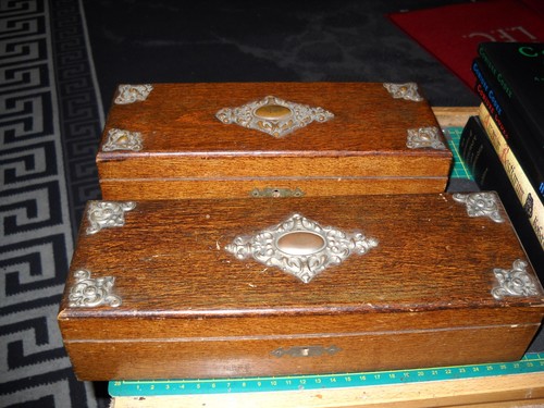 Pair long oak boxes - pair,