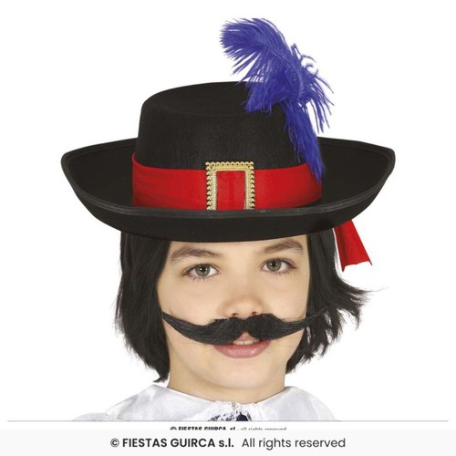 Black musketeer hat kids - black, fancy