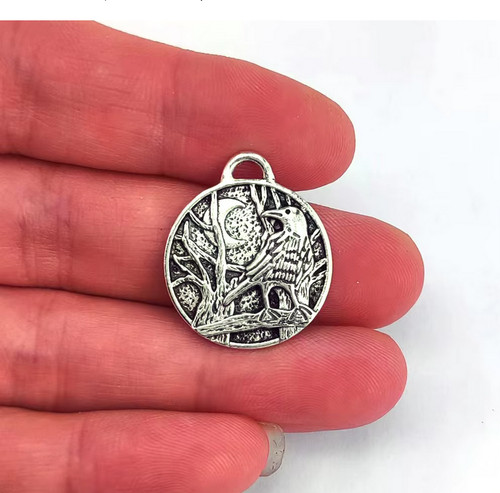 Moon crow tree night pendant - moon,