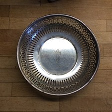 Sterling Silver Pierced Pin Tray .  13 cm Diameter 