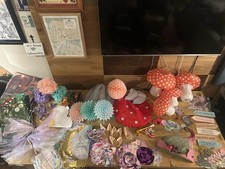 Fairy party supplies. Mixed decs, backdrops and props, Butterflies,Mushrooms etc