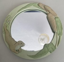 Gorgeous Mirror Looks Handmade Of An Otter And Water Reed Edging 7” Unique Craft