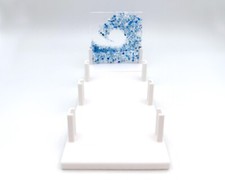 Set of 4 white fused glass