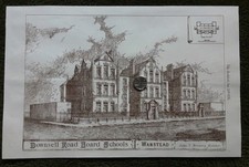 Antique Print Downsell Road Board Schools Leyton London Wanstead Primary 1895