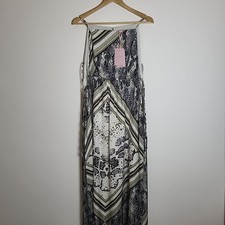Ted Baker 4 UK 14 IZIDORA Taupe Green Snake Skin Print Strappy Maxi Dress Prom 