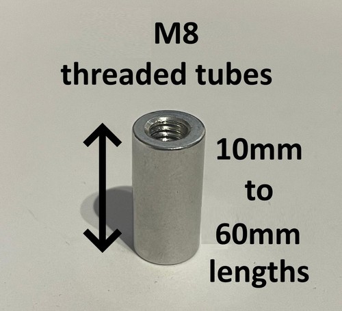 Threaded aluminium tube - threaded, m8