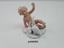 Porcelain Figurine Cherub Young Geese 18048 Height 11cm Fasold Stauch Art Deco #249600