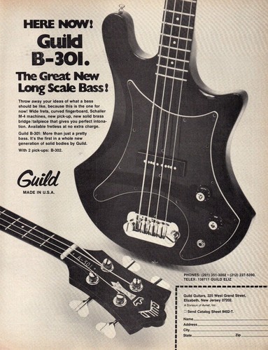 Vtg 1970s guild 301 bass - b-301,