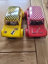 SCALEXTRIC C122 YELLOW & RED MINI 1275GT CHEQUERED ROOF RACE PAIR