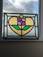Charming  Victorian  Edwardian   Stained Glass Window Panel