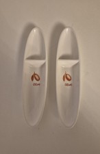 Two Ceramic Olive Dishes White with 2 sections Boat Shaped 8.5' x 2'  Inch VGC.