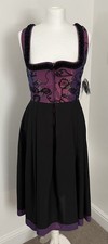 VTG Turi Landhaus Black & Purple Traditional Dirndl Oktoberfest Dress Size 8 NWT