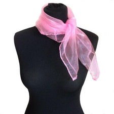 Neck scarf Women Ladies 50s Square Chiffon Head Scarves Pink or Black costume 