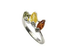 NATURAL BALTIC AMBER STERLING SILVER 925 Gemstone RING Multicolour & Box