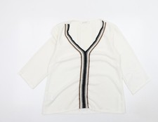 Promod Women Ivory V-Neck 3/4