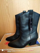 Marks and Spencer black leather Cowboy style boots UK 8