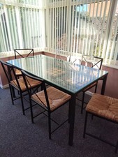 IKEA Granas Glass Table and 6 Chairs Dining Set