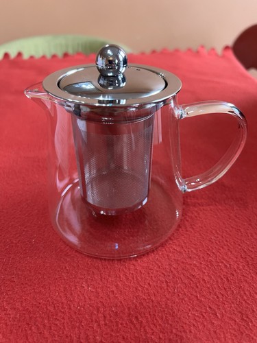 Clear glass teapot - glass, with
