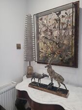 Vintage Original Art Deco Stag Deer Statue Sculpture Countyside Large