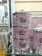 Stackable Diamond Crushed Tea Coffee Sugar Canisters Jars Round Shaped Kitchen