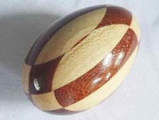 Vintage Darning Egg Inlaid Wood Treen Darner Tool Checker Board Design Sewing