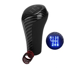 Car 6 Speed Gear Knob Carbon Fiber Style With Light Fit For 1 Series E81 E82 E87