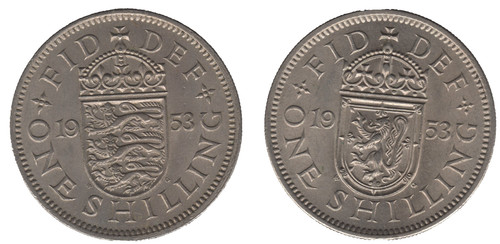1953 elizabeth one shilling - 1953,