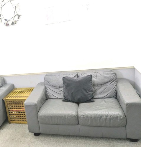 Ikea grey leather seater - ikea,