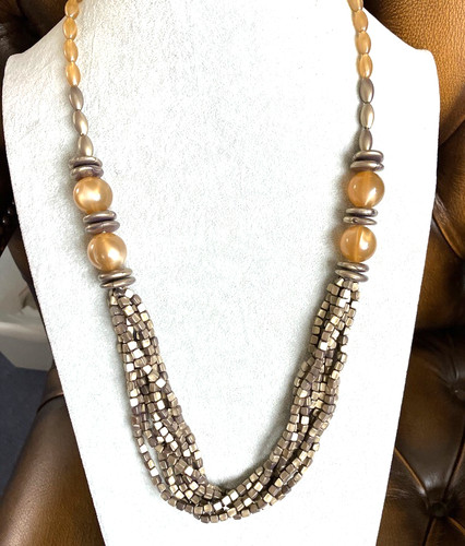 Statement necklace brass - , tone