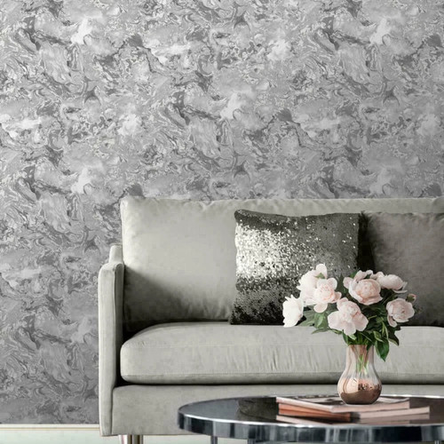 Silver gray marble wallpaper - silver,