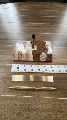 Vintage marble desk pen holder - marble,