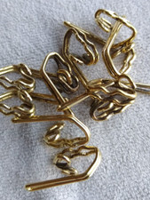 Brass Finish Curtain Tape Hooks, for Pencil Pleat / Header Tape etc. Pack of 10