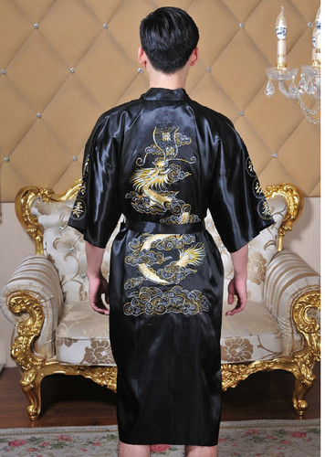 Men silk satin robe bathrobe - silk,
