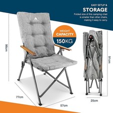 2 Luxury Camping Chair 150kg Load Capacity, Portable Comfortable Stable Folding