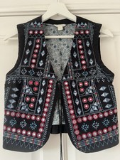 Monsoon Waistcoat Mirror Embroidered Boho Size 8 New